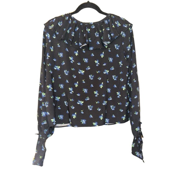Revolve WeWoreWhat Women's Floral Ruffle Blouse Watercolor Floral Sz M B… - Picture 6 of 8